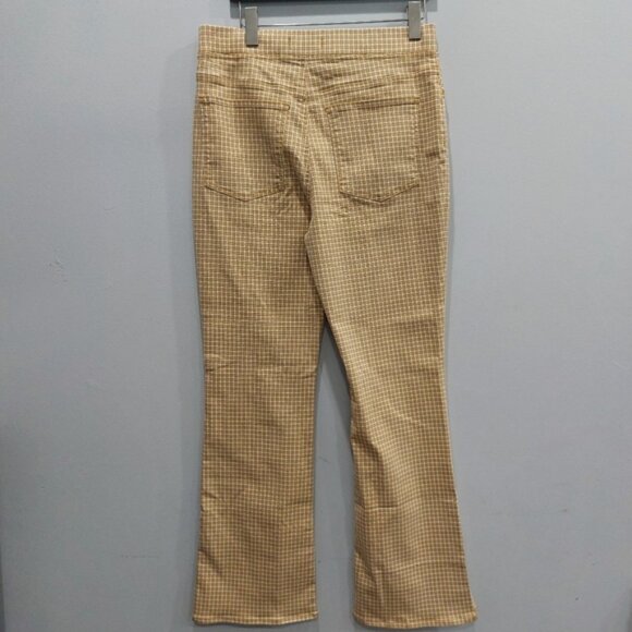 Madewell Pull-On Skinny Flare Jeans in Mini Check Plaid Autumn Gold Yellow 31 - Picture 6 of 8